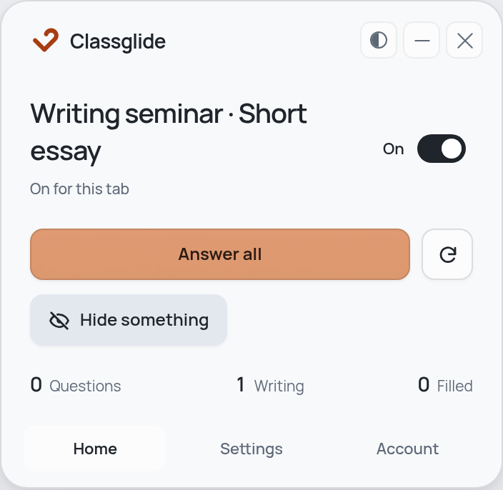 The actual Classglide floating window.
